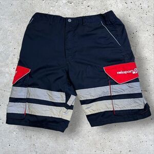 Swissport Uniform Cargo Shorts Men s Size 34 Reflective Utility Workwear Navy